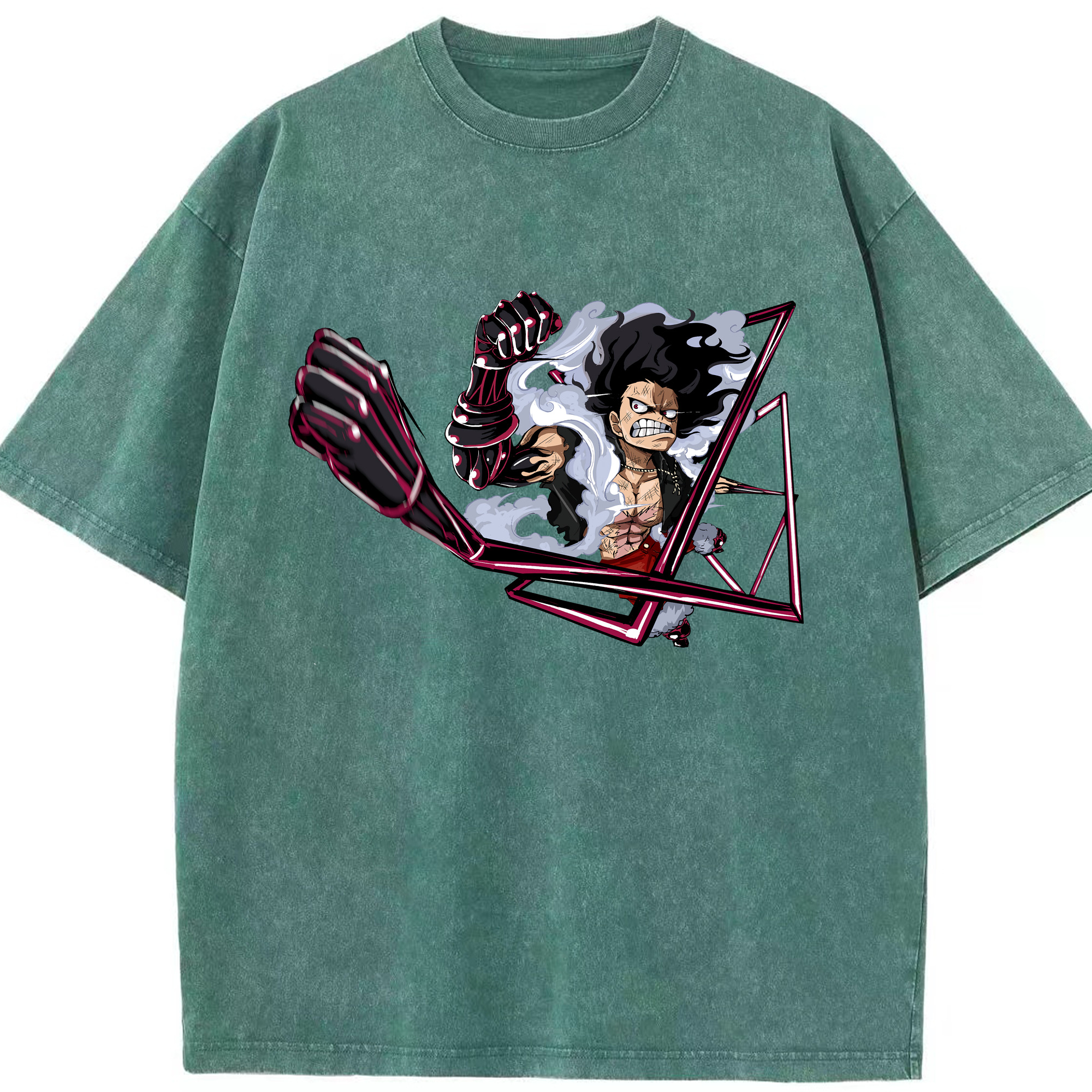ワンピース モンキー・D・ルフィ ONE PIECE Monkey D. Luffy 綿100% ヴィンテージ風 半袖Tシャツ（フロントプリント）